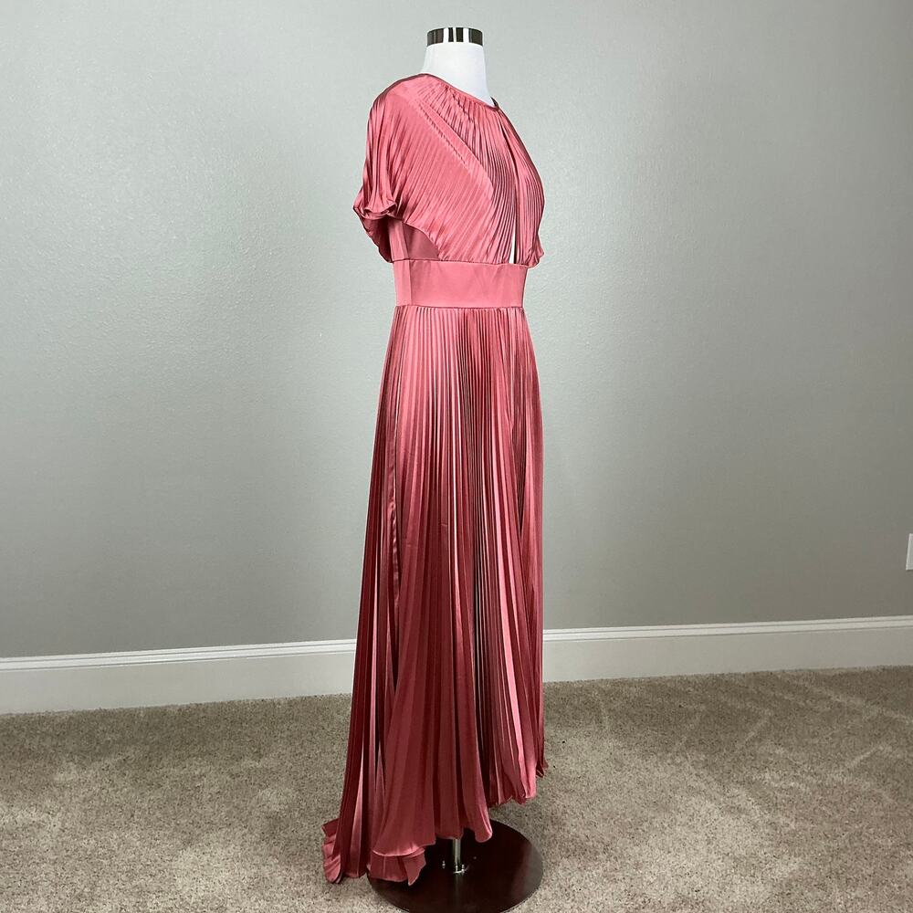 Mac Duggal 11637 Pleated Satin A-Line Evening Gown Dusty Rose Pink Size 8 Dress - Picture 3 of 12